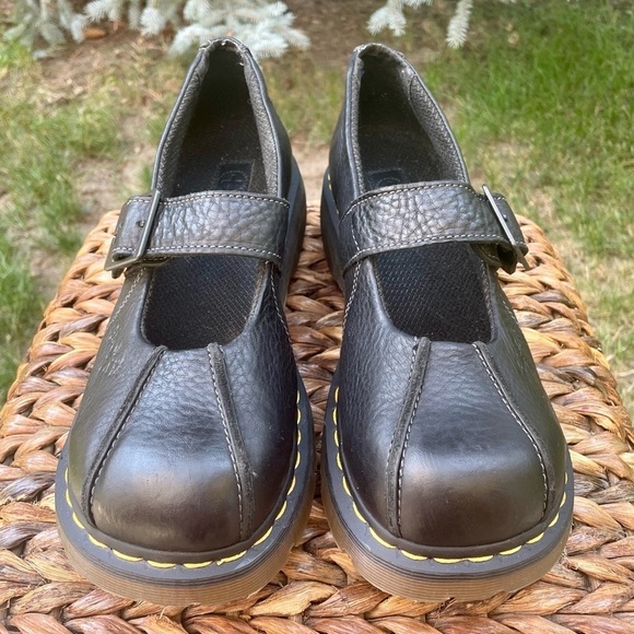 Dr Martens 12277 Black Leather Chunky Gum Sole Y2K Boho Platform Mary Janes 10.5 - Picture 9 of 12